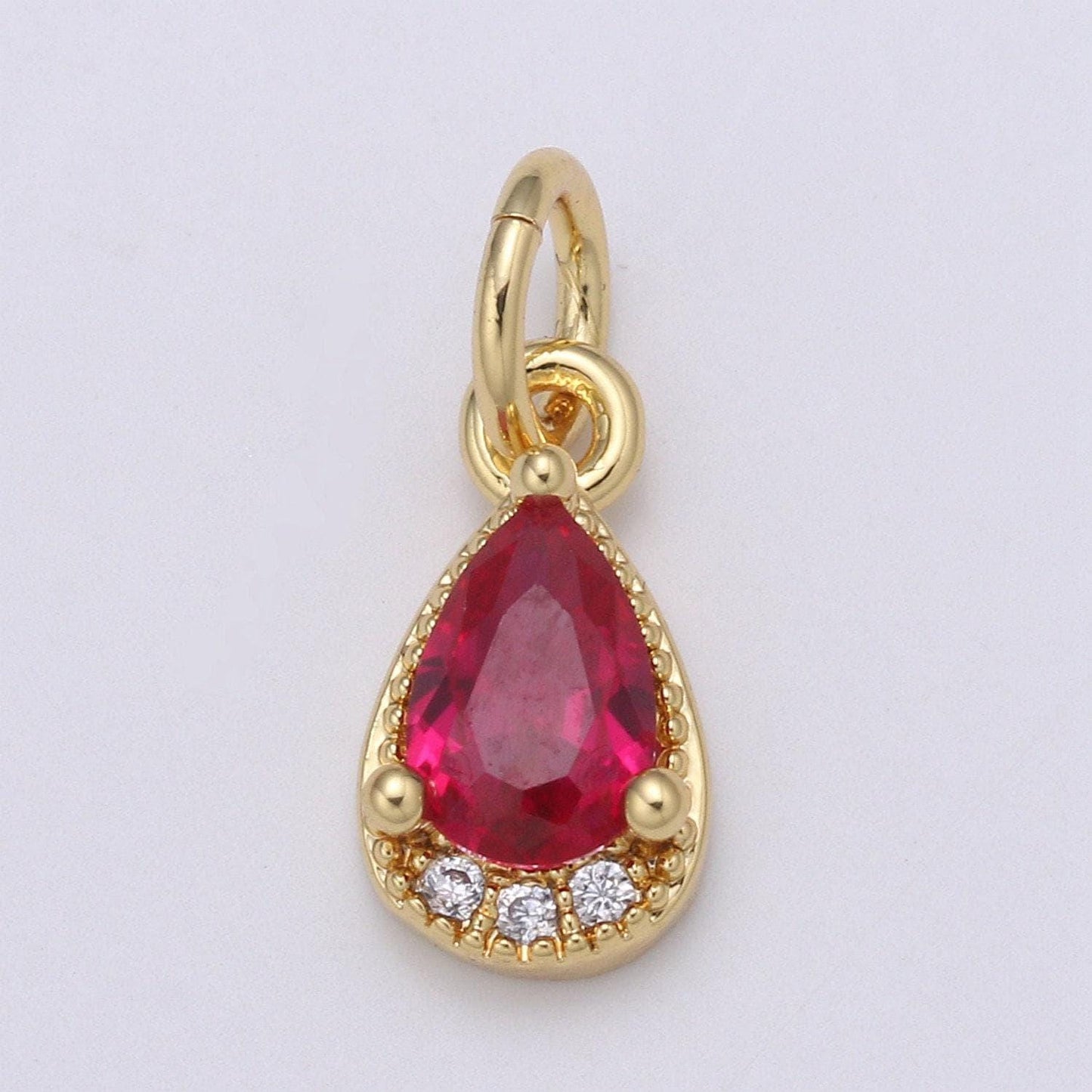 Multi color cubic zirconia:blue,clear,red, 24k gold solitaire cz pendant,large diamond pear cut cubic stone pendant | e-079~e-081