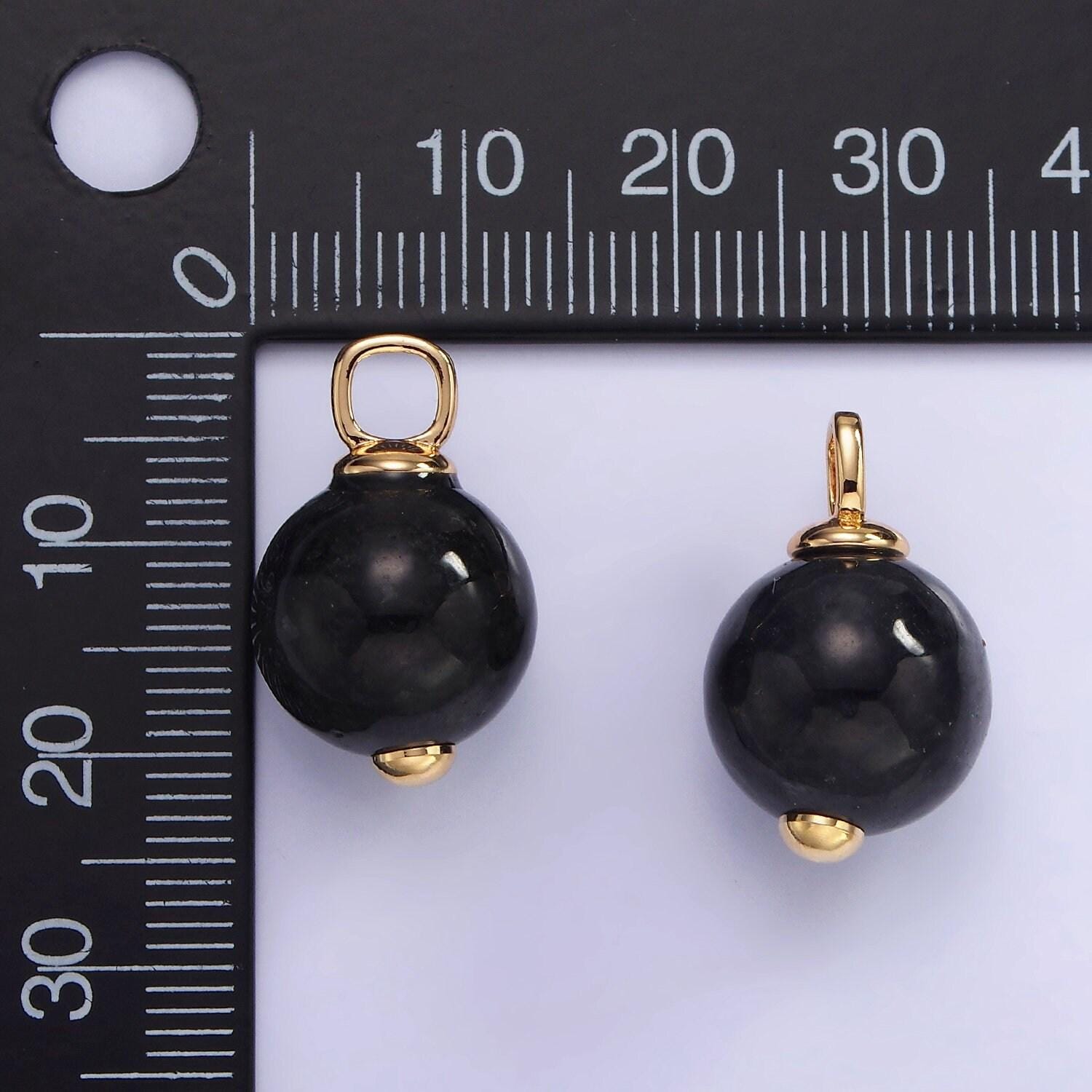 14k gold filled black onyx gemstone round drop pendant | ah-140