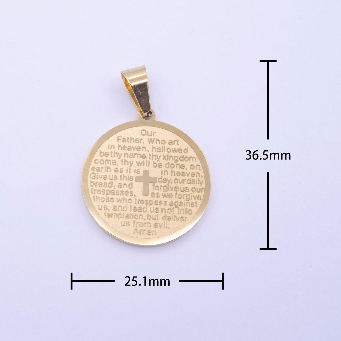 Stainless steel our father lord's prayer english engraved pendant for religious wholesale jewelry j-792