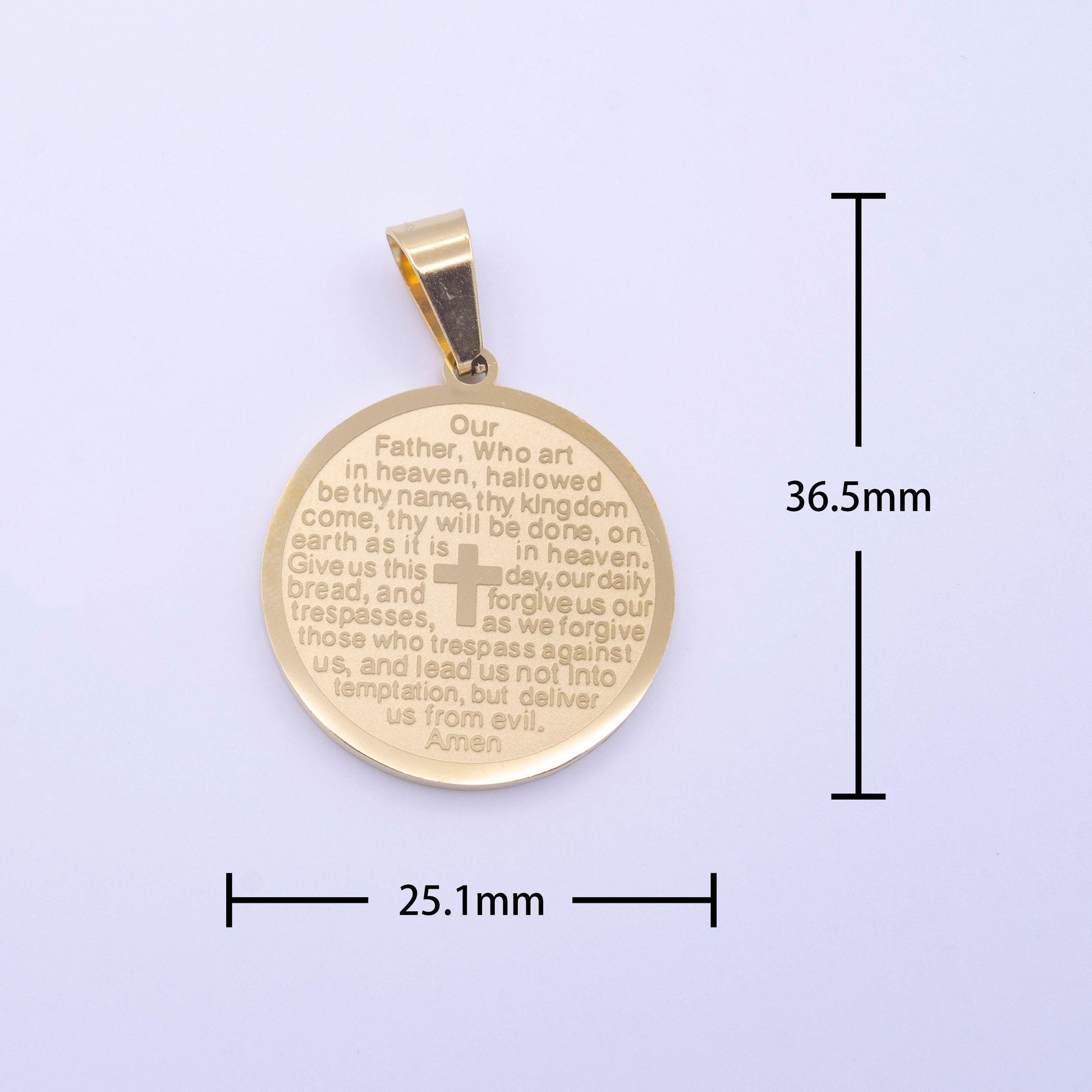 Stainless steel our father lord's prayer english engraved pendant for religious wholesale jewelry j-792