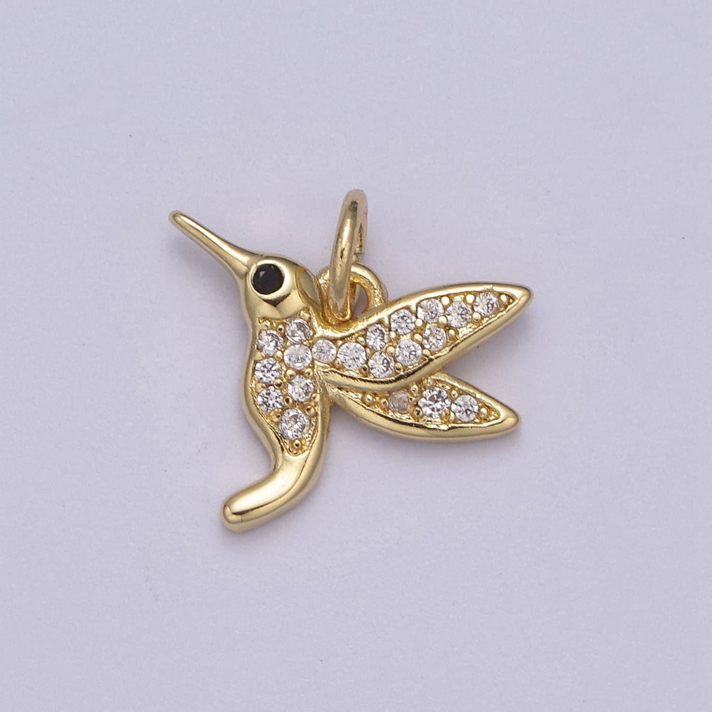 Mini gold hummingbird pendant 14k gold filled bird colibri charm friend minimalist layering necklaces, hummingbird jewelry n-387