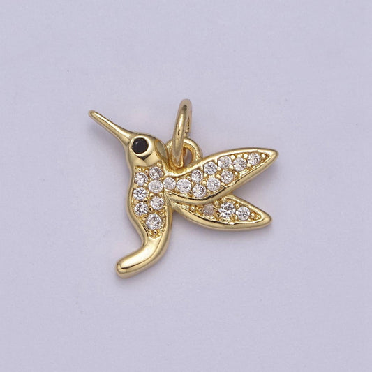 Mini gold hummingbird pendant 14k gold filled bird colibri charm friend minimalist layering necklaces, hummingbird jewelry n-387