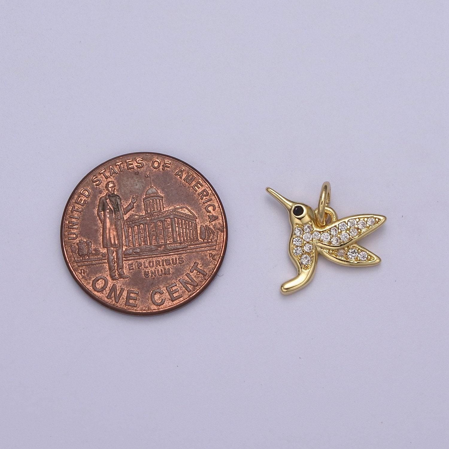 Mini gold hummingbird pendant 14k gold filled bird colibri charm friend minimalist layering necklaces, hummingbird jewelry n-387