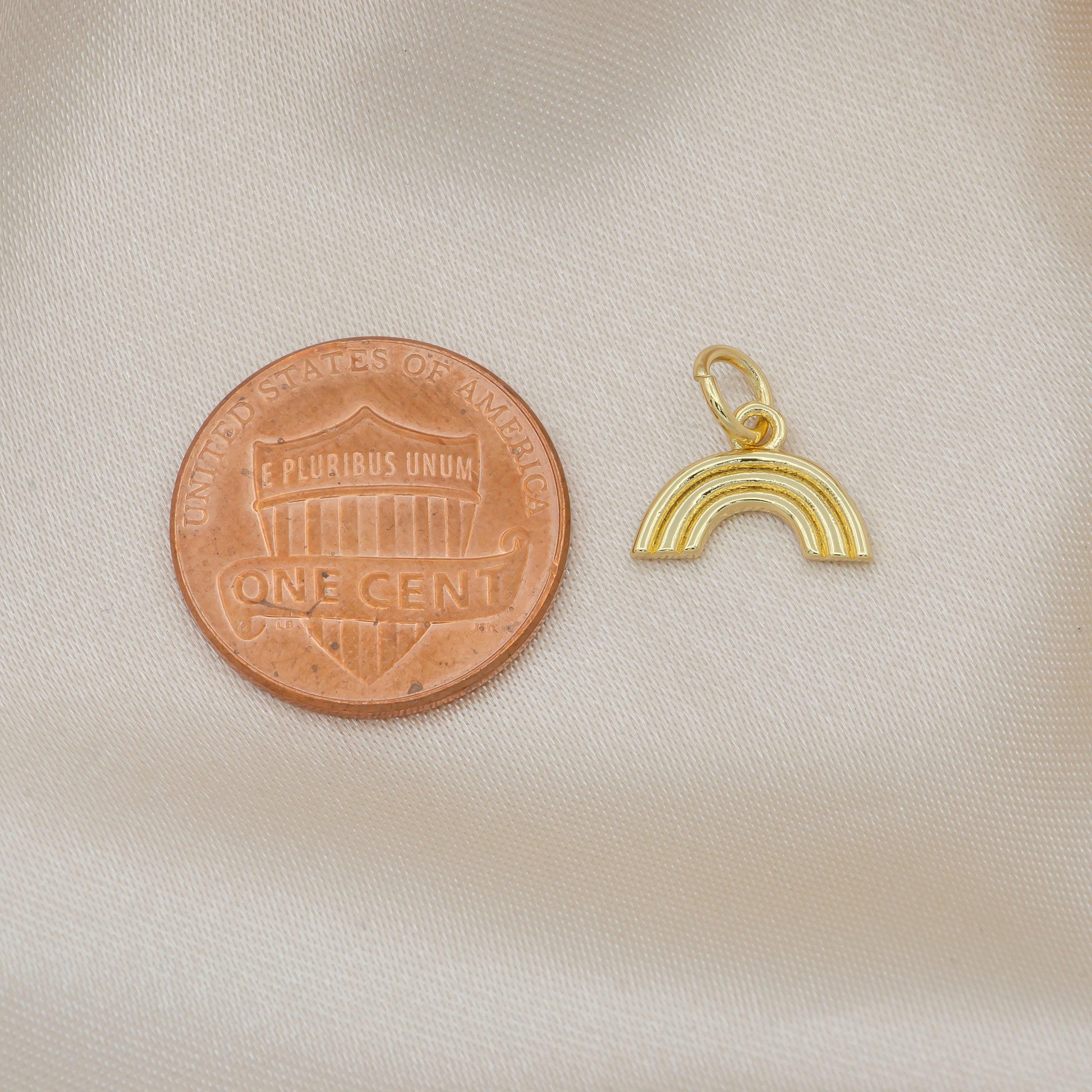 Tiny rainbow charm, gold pendant charm, mini charms polished gold-plated for bracelet earring necklace supply ac-1444
