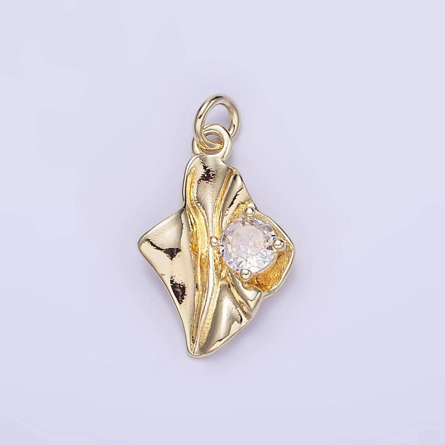 14k gold filled clear cz molten foil mini charm | w-589