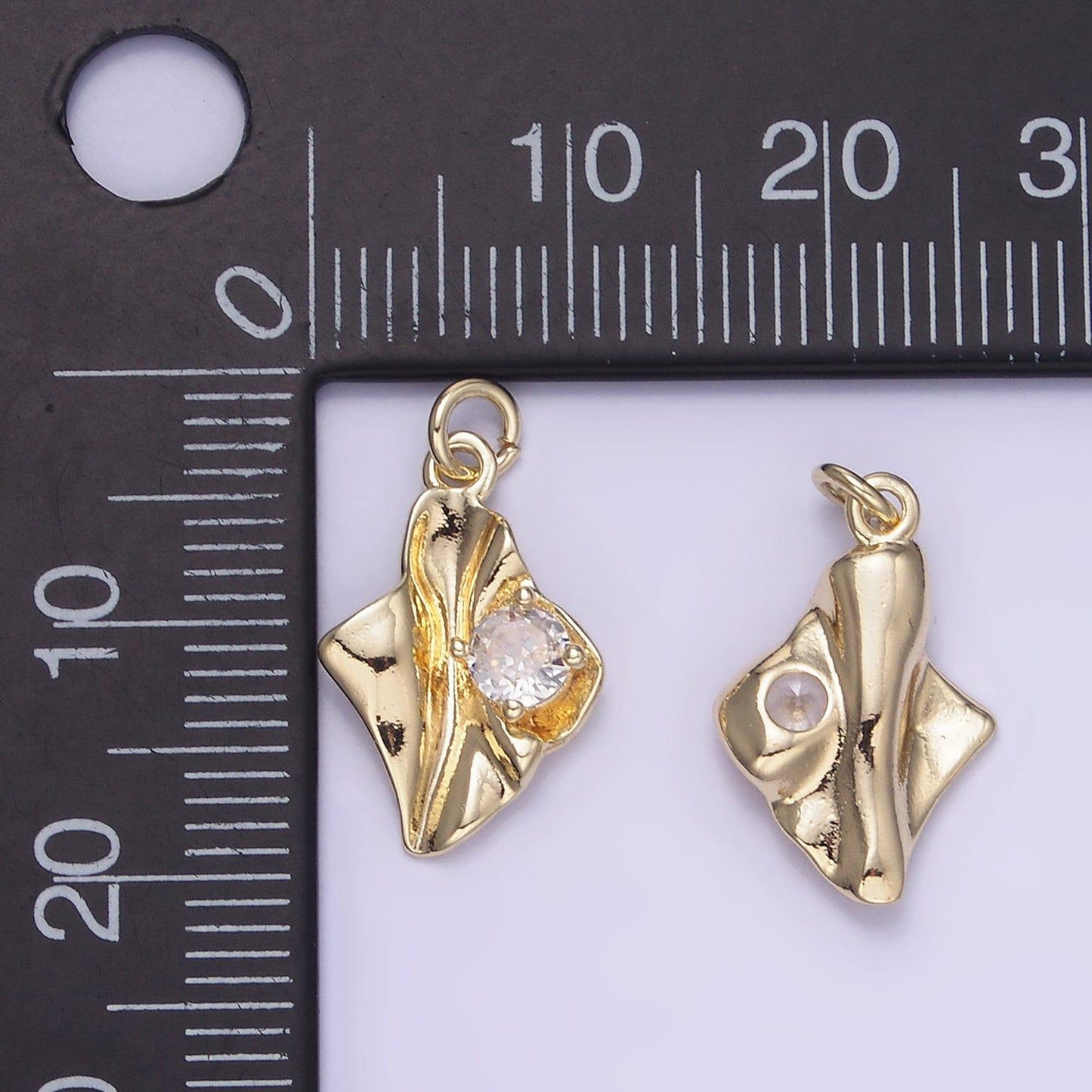 14k gold filled clear cz molten foil mini charm | w-589