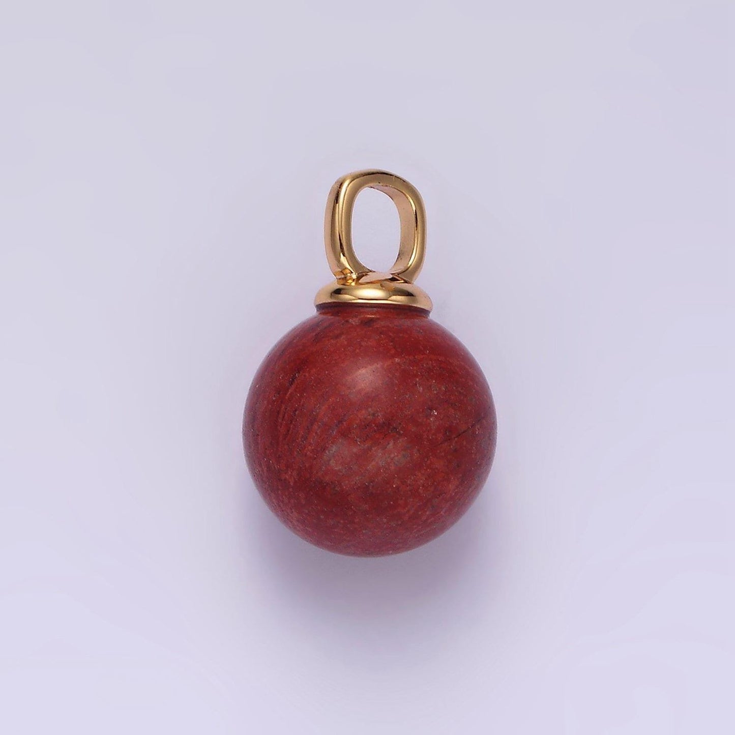 14k gold filled 12.5mm red jasper round sphere ball gemstone pendant | n1988