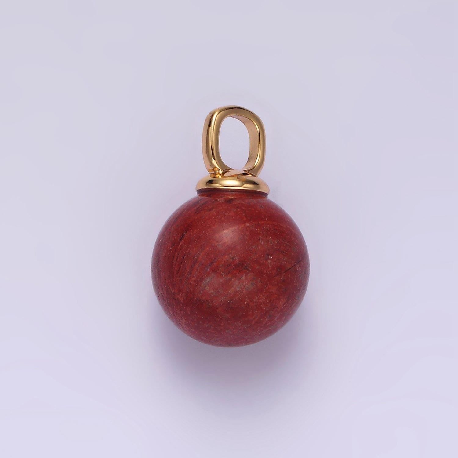 14k gold filled 12.5mm red jasper round sphere ball gemstone pendant | n1988