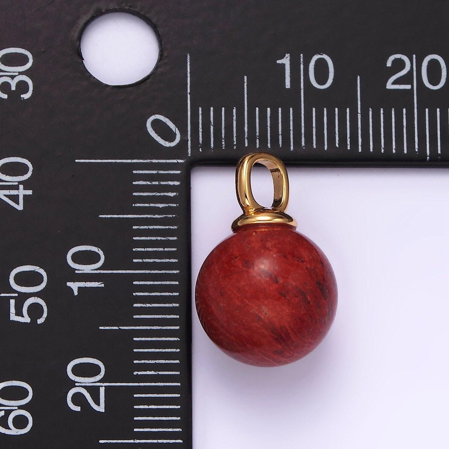 14k gold filled 12.5mm red jasper round sphere ball gemstone pendant | n1988