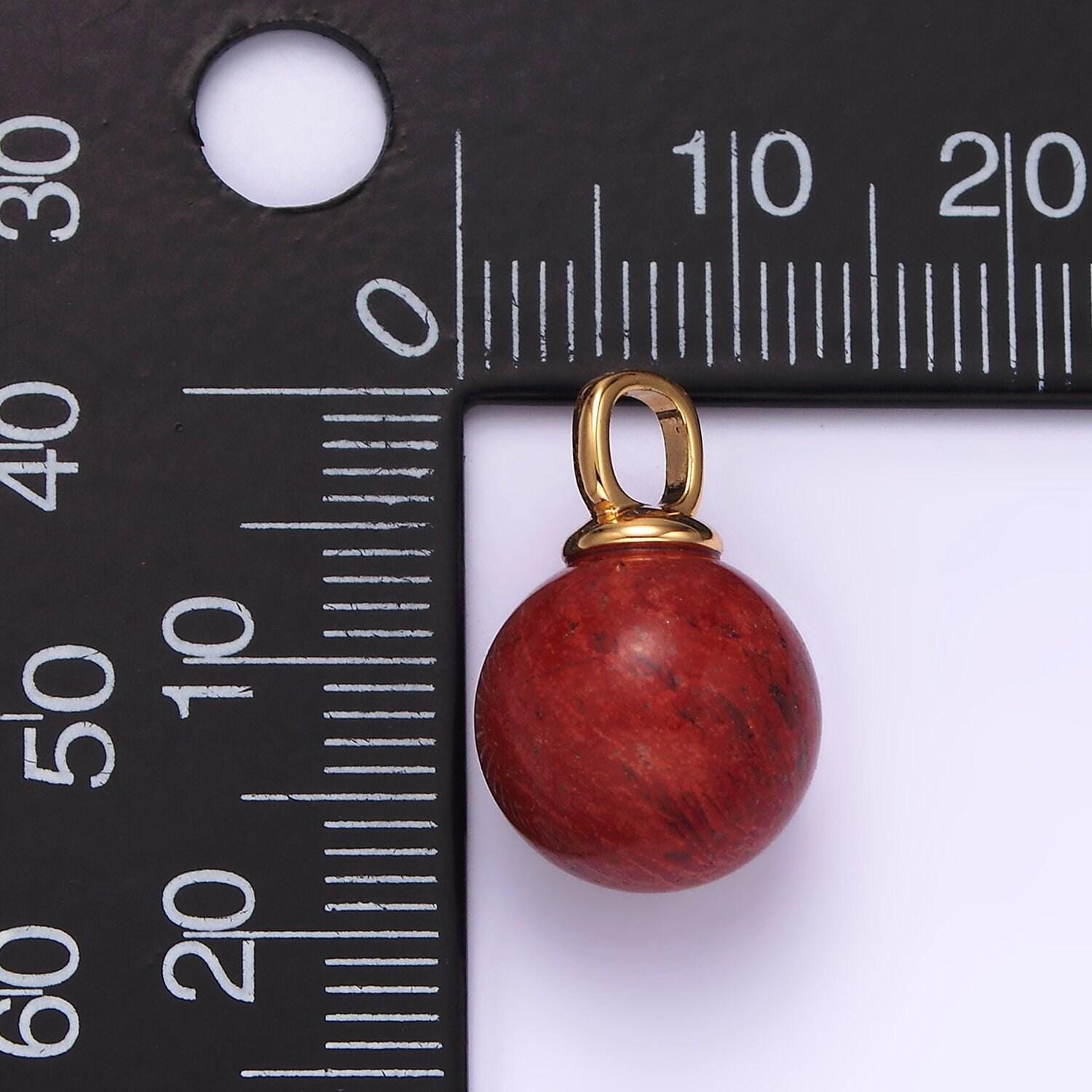 14k gold filled 12.5mm red jasper round sphere ball gemstone pendant | n1988