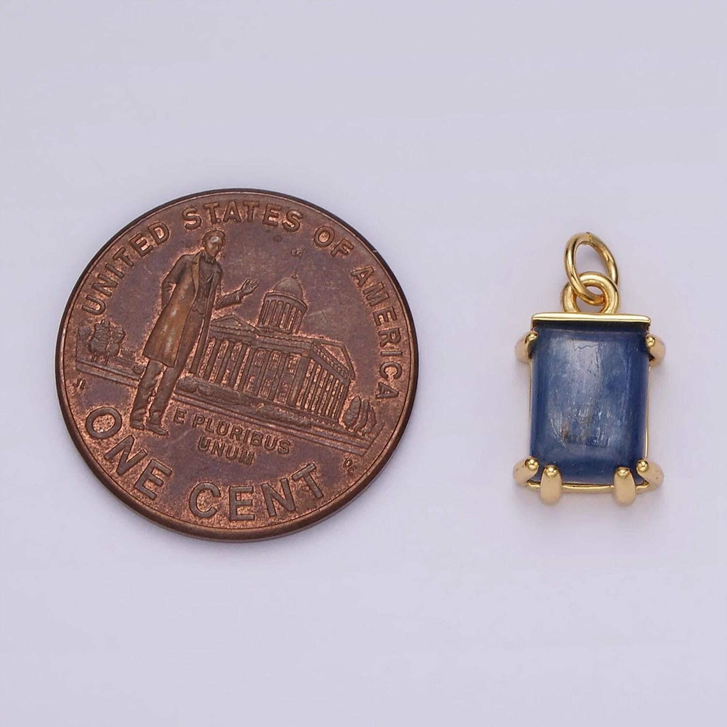 14k gold filled blue lapiz lazuli stone rectangular charm natural gemstone semi precious stone pendant | ag-563