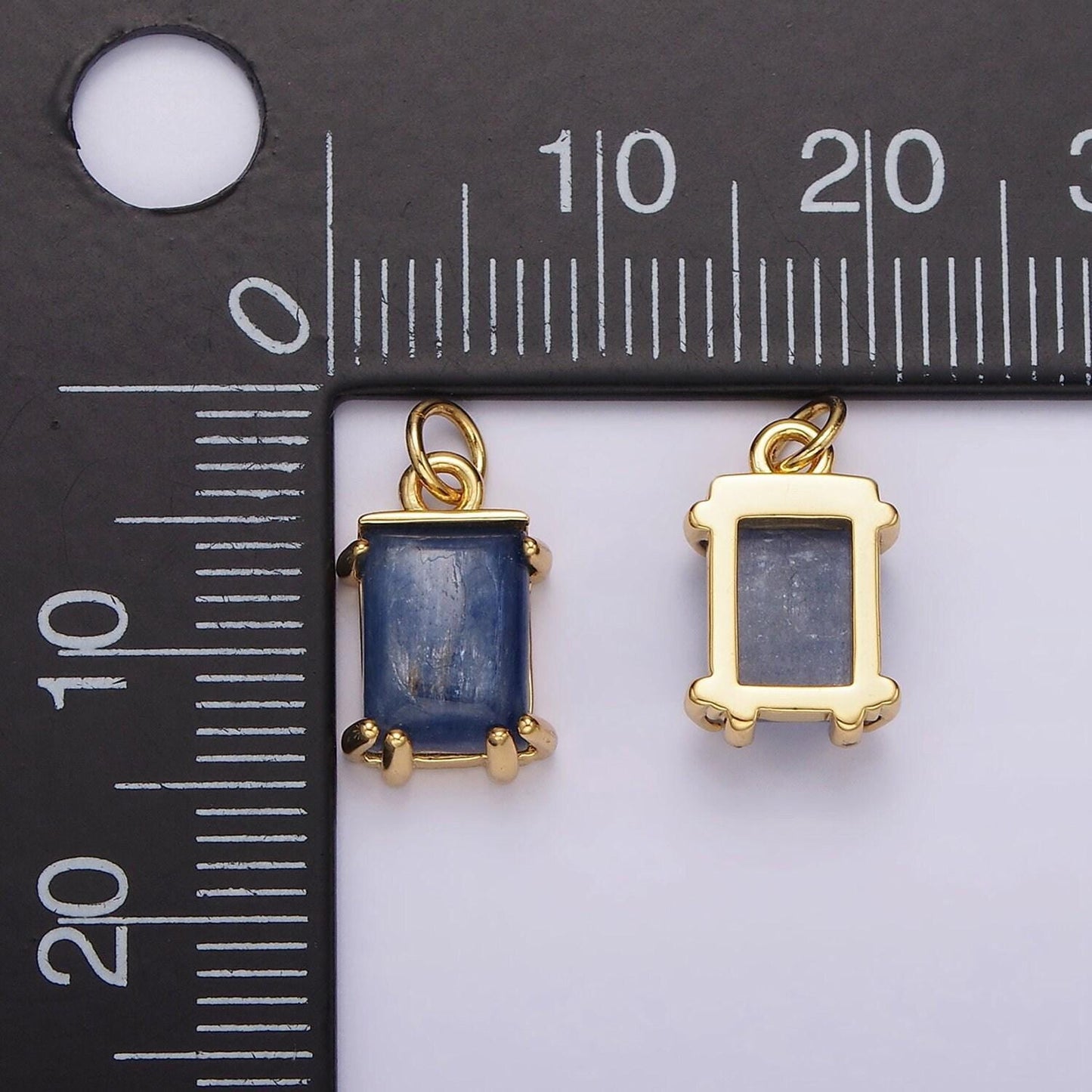 14k gold filled blue lapiz lazuli stone rectangular charm natural gemstone semi precious stone pendant | ag-563