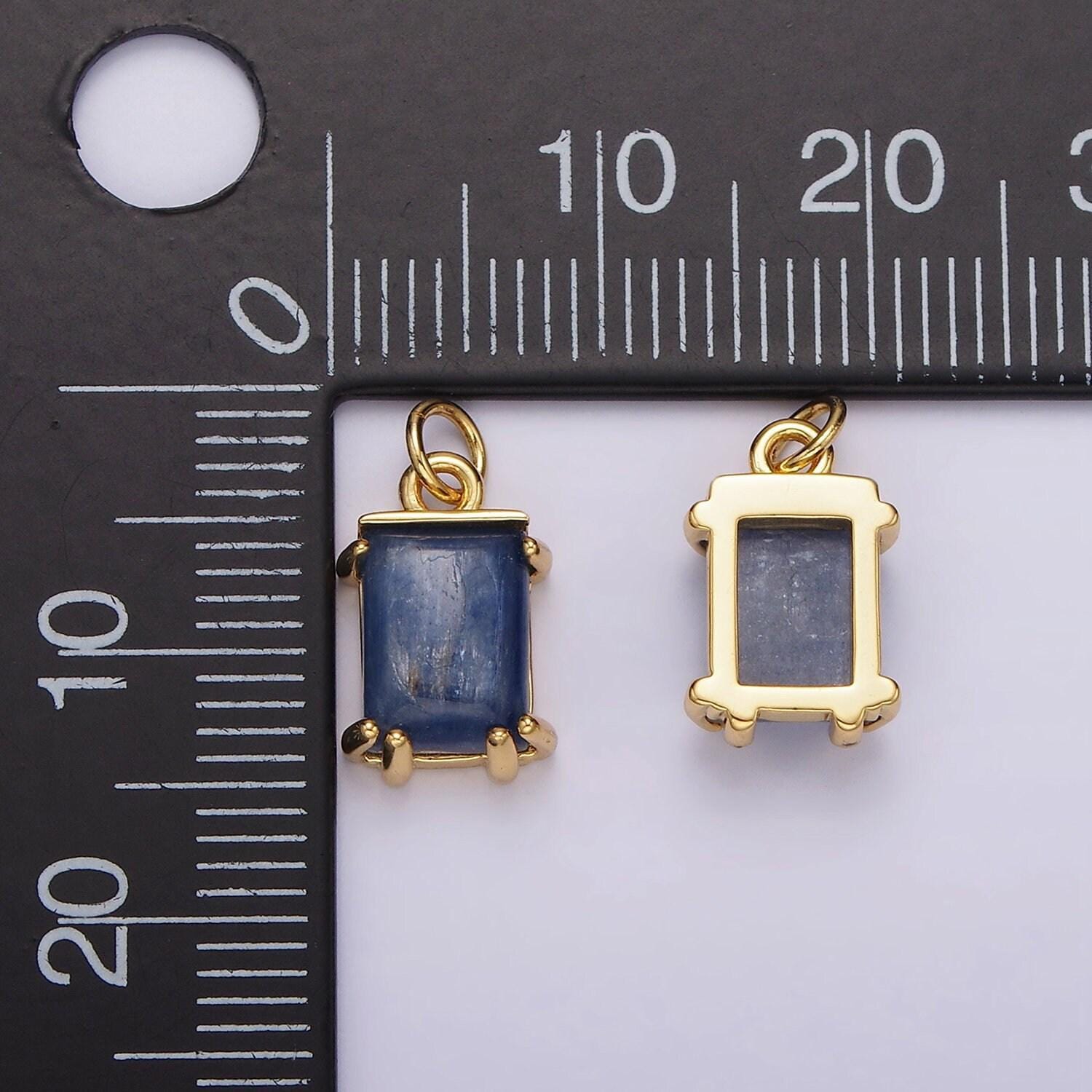 14k gold filled blue lapiz lazuli stone rectangular charm natural gemstone semi precious stone pendant | ag-563