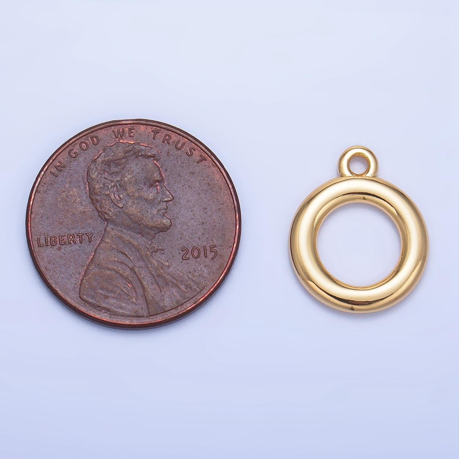 Minimalist round circle 24k gold filled charm | x-596