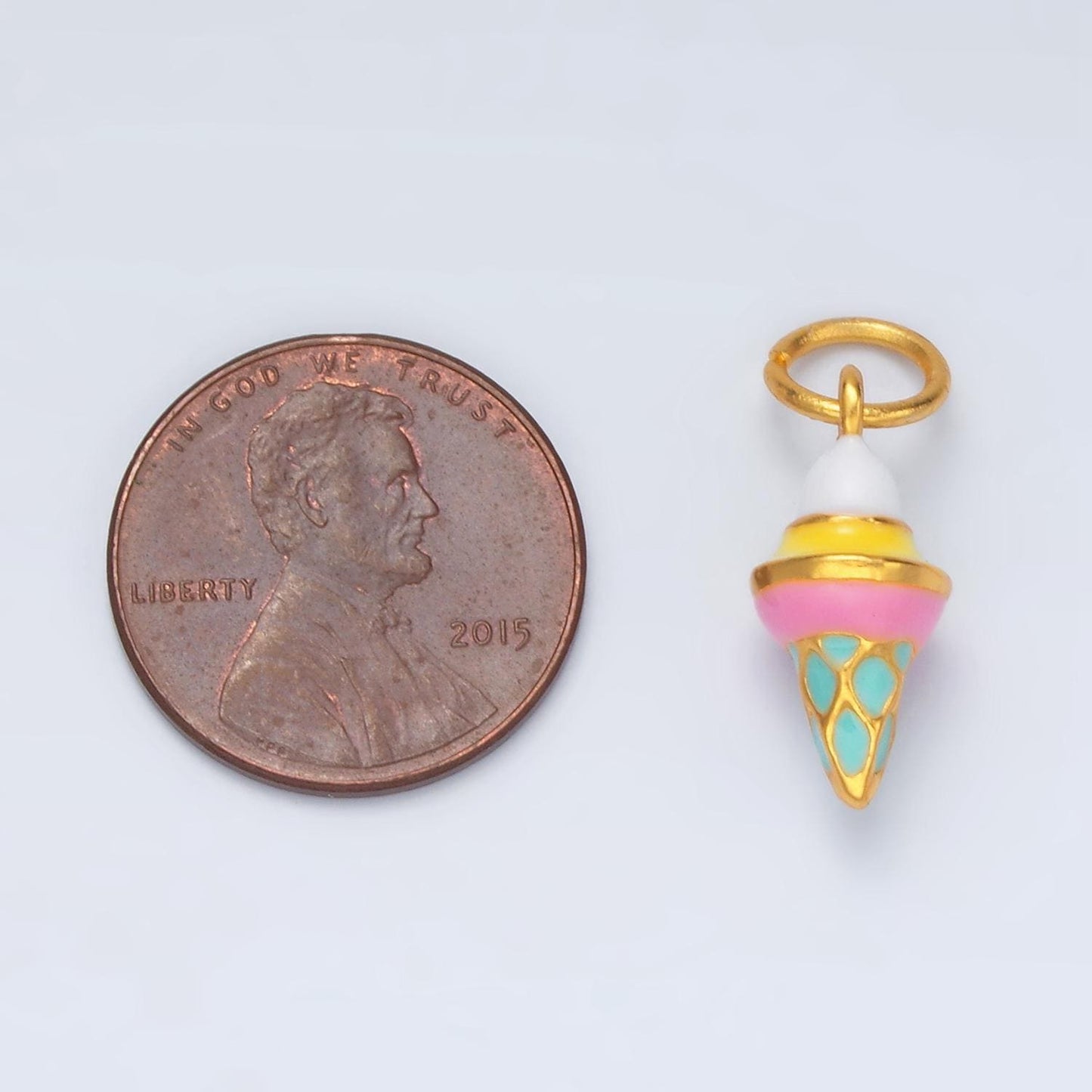 24k gold filled 17mm ice cream charm snow cone food enamel charm | ag-917