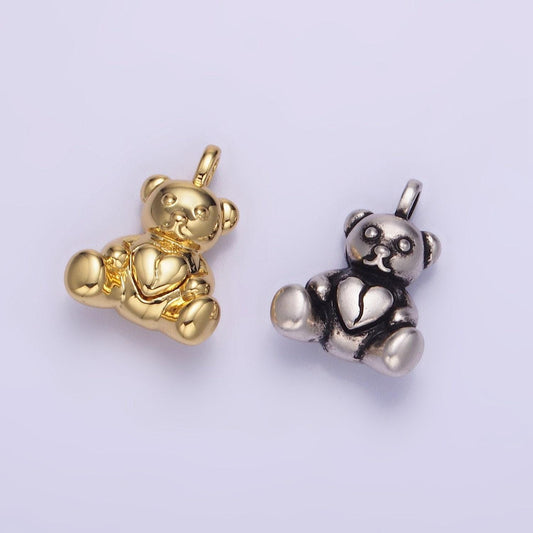 Mini bear pendant dainty teddy bear charm gold small charm silver stuff animal charm for bracelet necklace jewelry making supply aa-1232