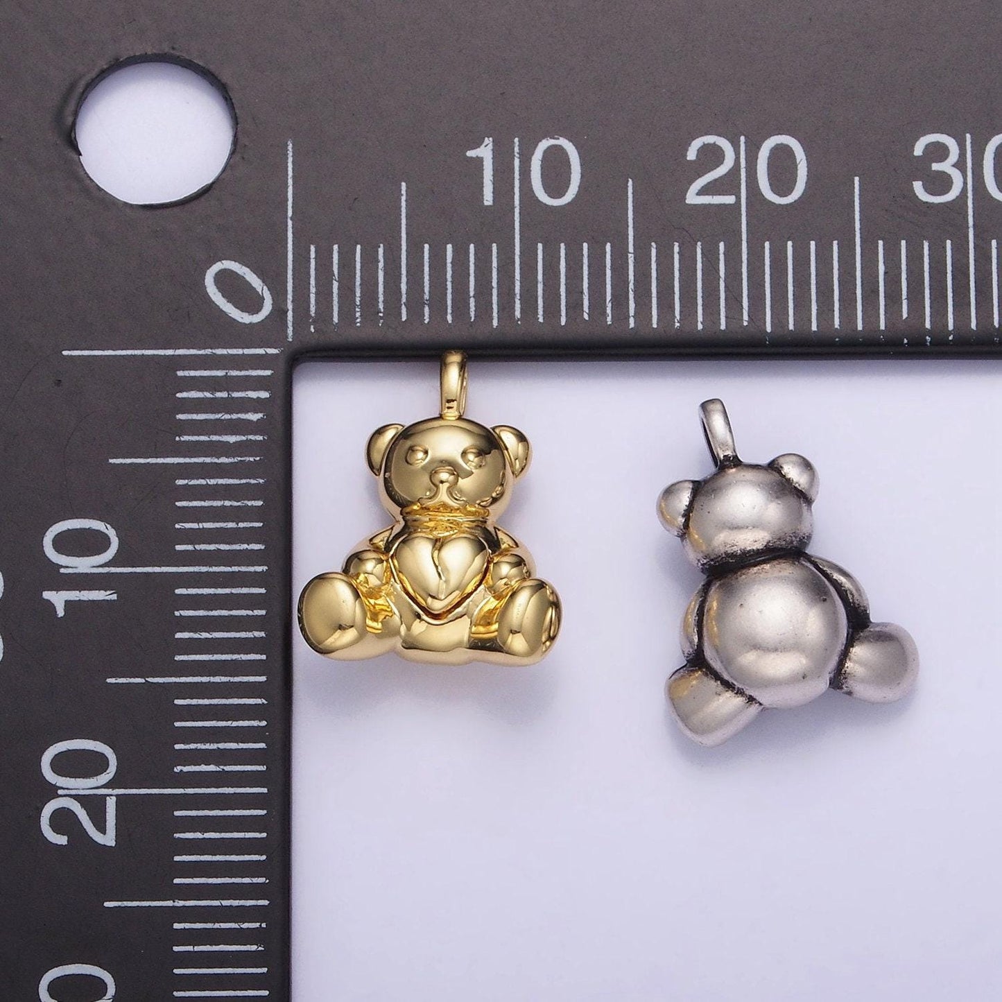 Mini bear pendant dainty teddy bear charm gold small charm silver stuff animal charm for bracelet necklace jewelry making supply aa-1232