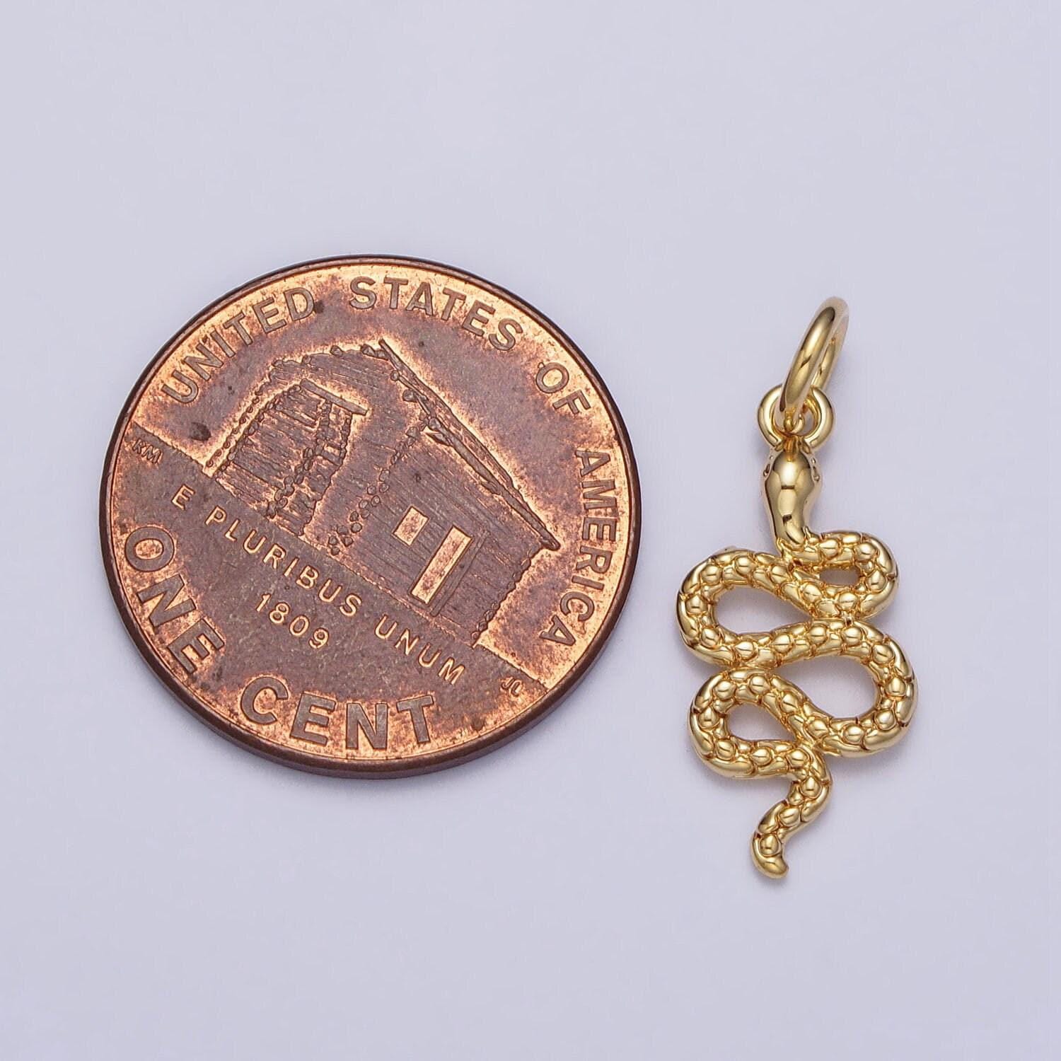 24k gold filled snake charm silver serpent pendant wild animal jewelry inspired for necklace bracelet earring component ac252