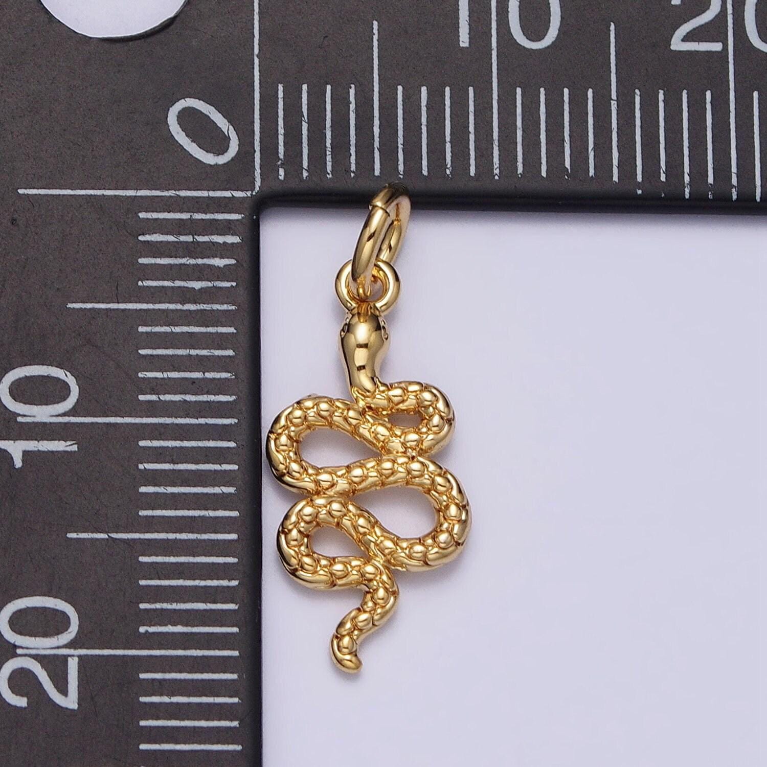 24k gold filled snake charm silver serpent pendant wild animal jewelry inspired for necklace bracelet earring component ac252