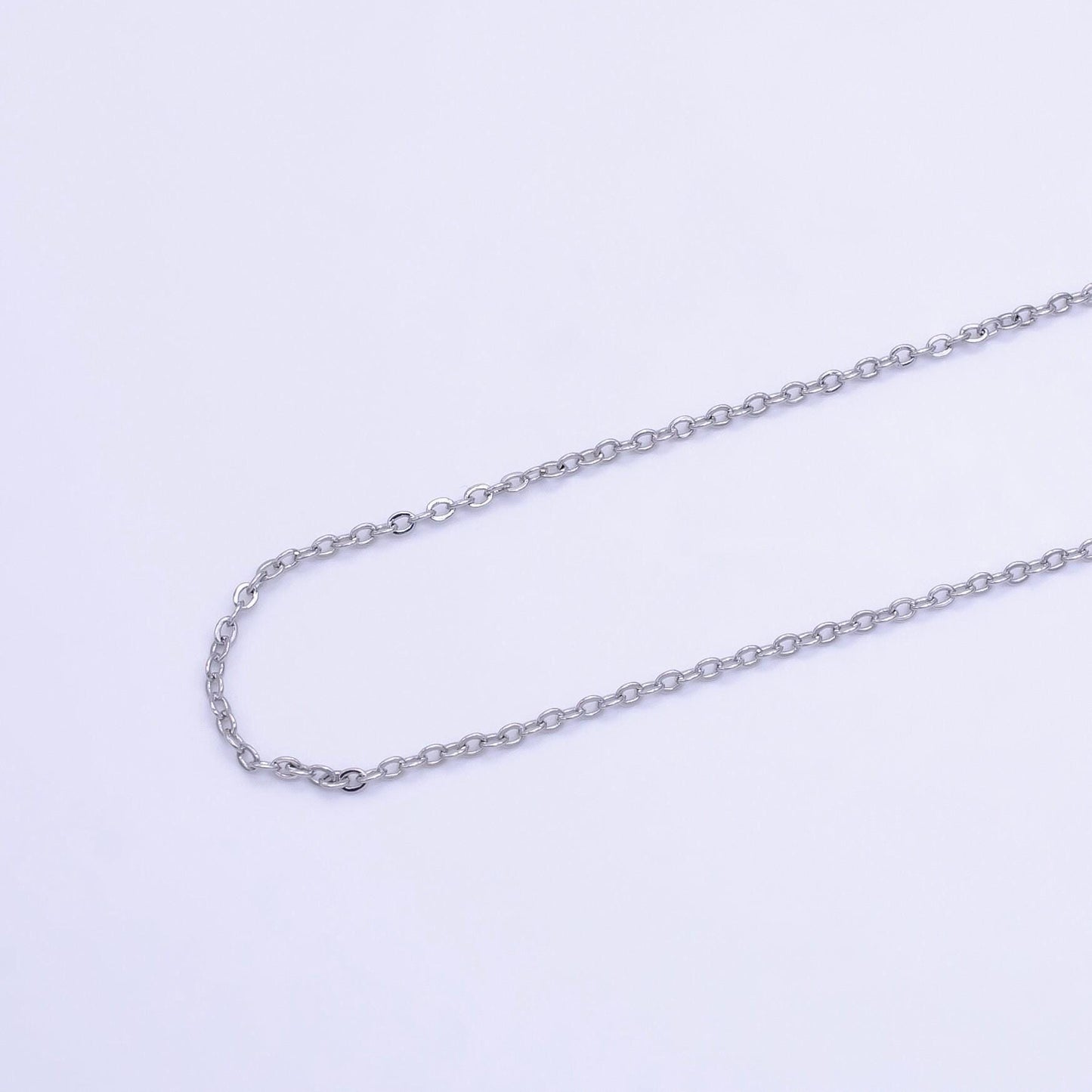 17.7'' ready to use white gold filled thin rolo necklace chain, layering rolo chain dainty necklace, for pendant charm necklace making