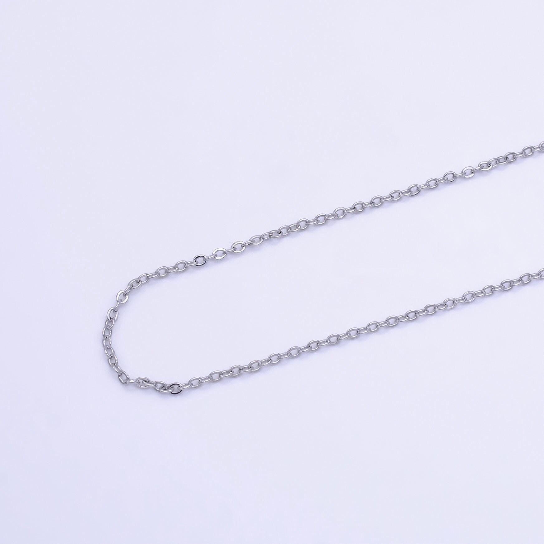 17.7'' ready to use white gold filled thin rolo necklace chain, layering rolo chain dainty necklace, for pendant charm necklace making