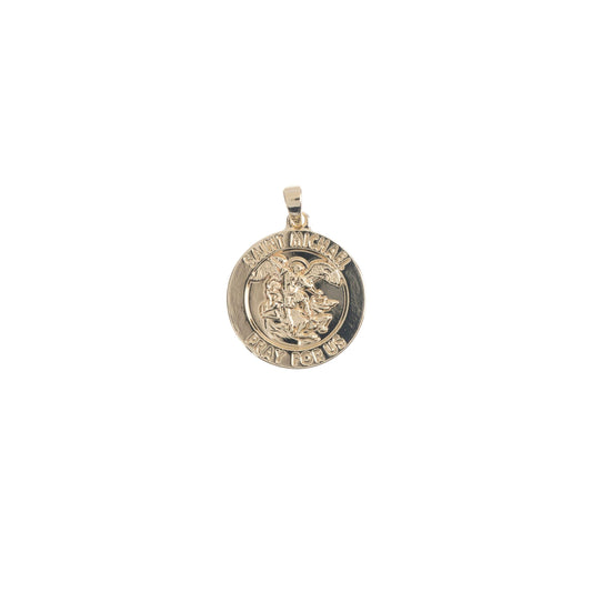 14k gold filled dainty saint michael round coin medallion pendant charm in religious catholic charms layer necklace h-211