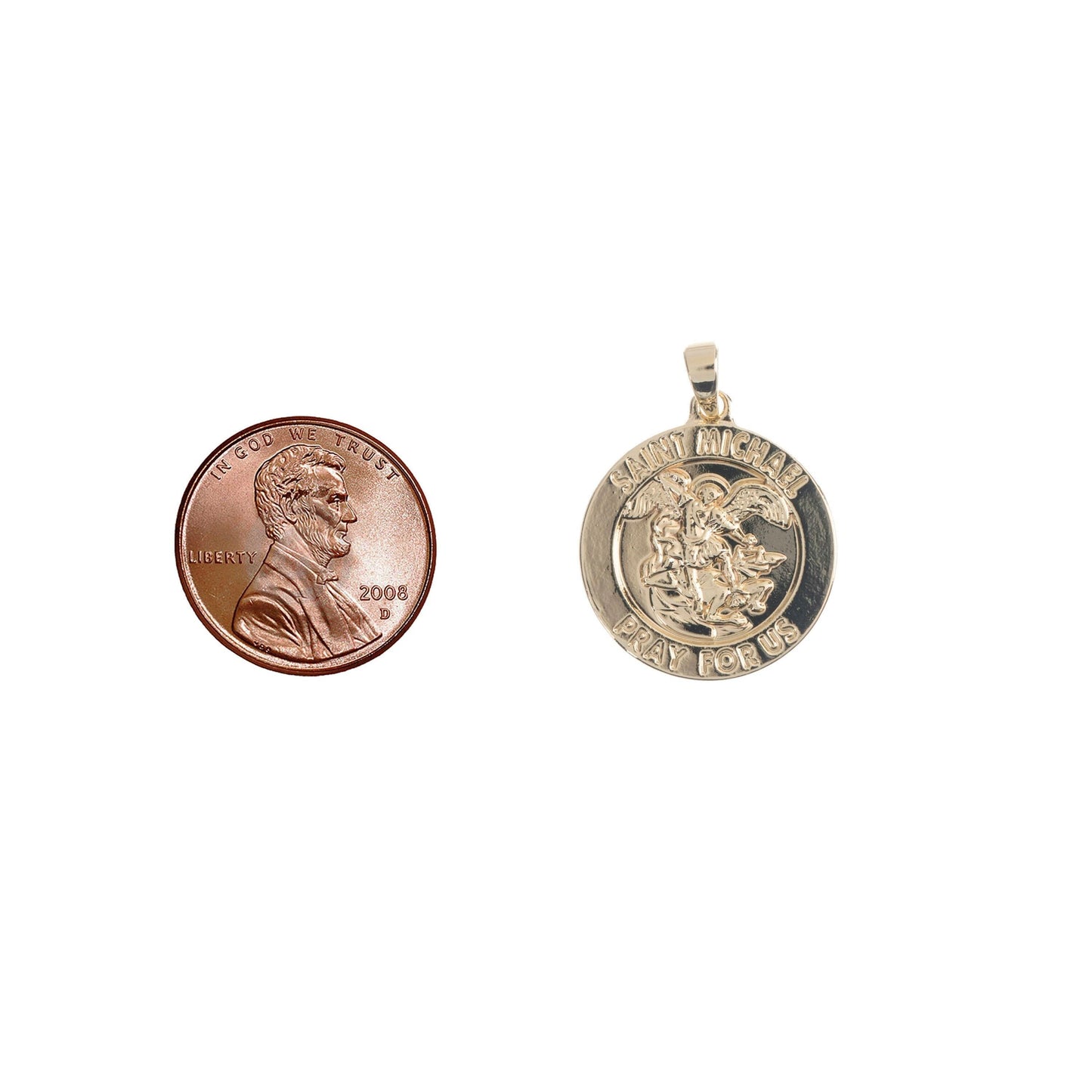 14k gold filled dainty saint michael round coin medallion pendant charm in religious catholic charms layer necklace h-211