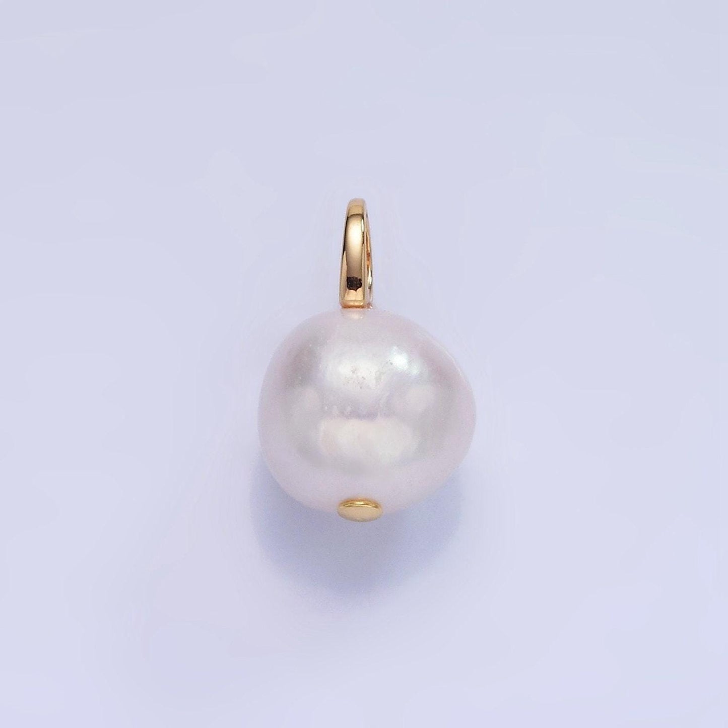 Big hole 14k gold filled 12mm shell pearl potato drop charm for wedding minimalist jewelry for necklace earring component | p1718