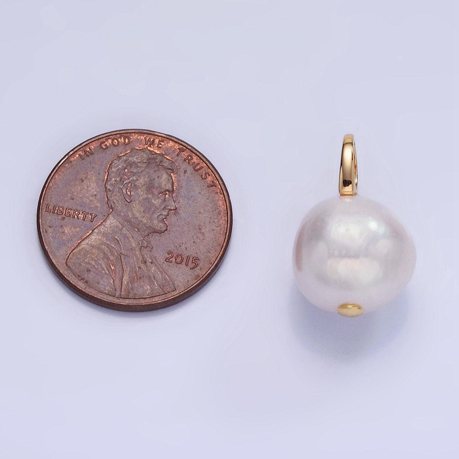 Big hole 14k gold filled 12mm shell pearl potato drop charm for wedding minimalist jewelry for necklace earring component | p1718