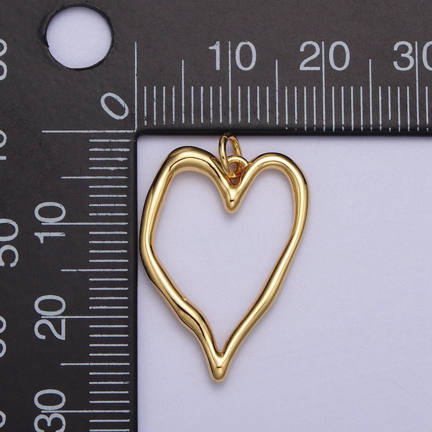 Rustic gold heart charm for necklace earring component open heart pendant dangle charm minimalist jewelry supply ac023