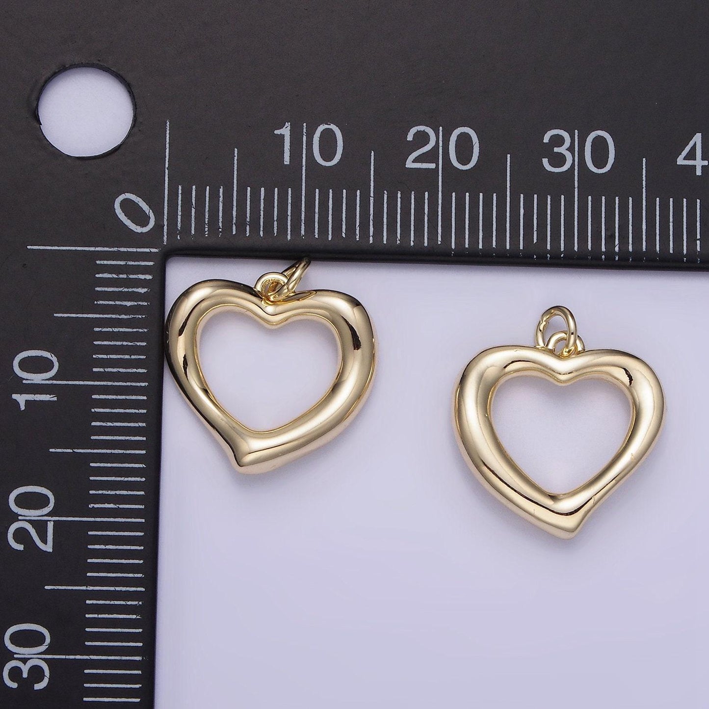 Dainty gold heart charm for necklace earring component open heart pendant dangle charm minimalist jewelry supply ag726