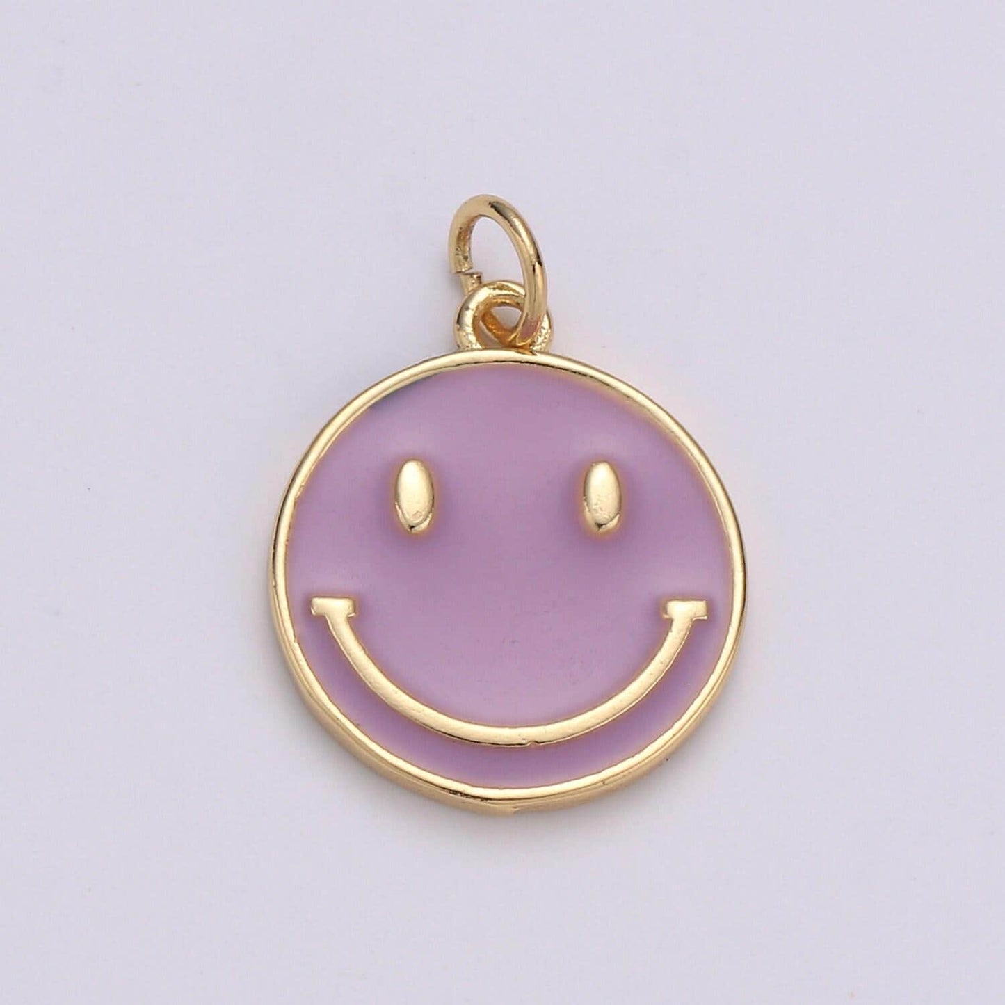 1pc enamel happy face charm, gold smile happy face charms,orange, green, pink, purple dainty smile charm, emoji charm, diy craft pendant