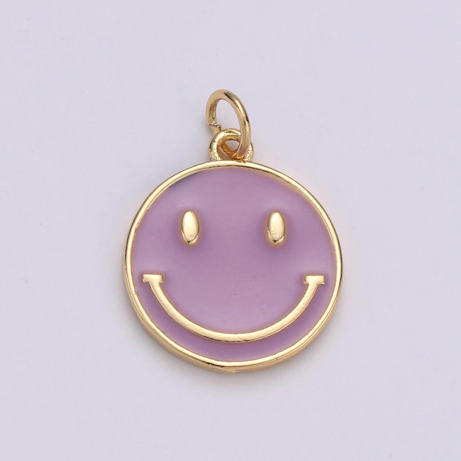 1pc enamel happy face charm, gold smile happy face charms,orange, green, pink, purple dainty smile charm, emoji charm, diy craft pendant