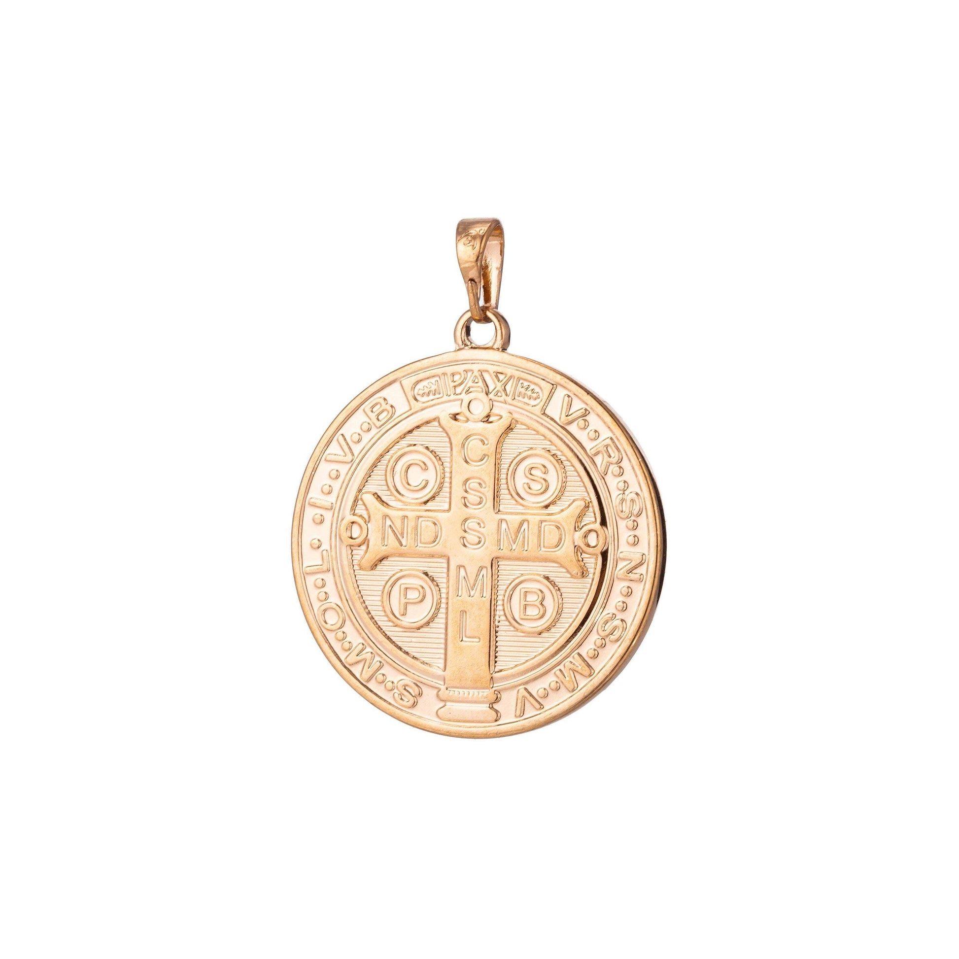 Coin saint benedict charm medallion santo benedicto religious pendant gold filled prayer charms catholic jewelry statement necklace