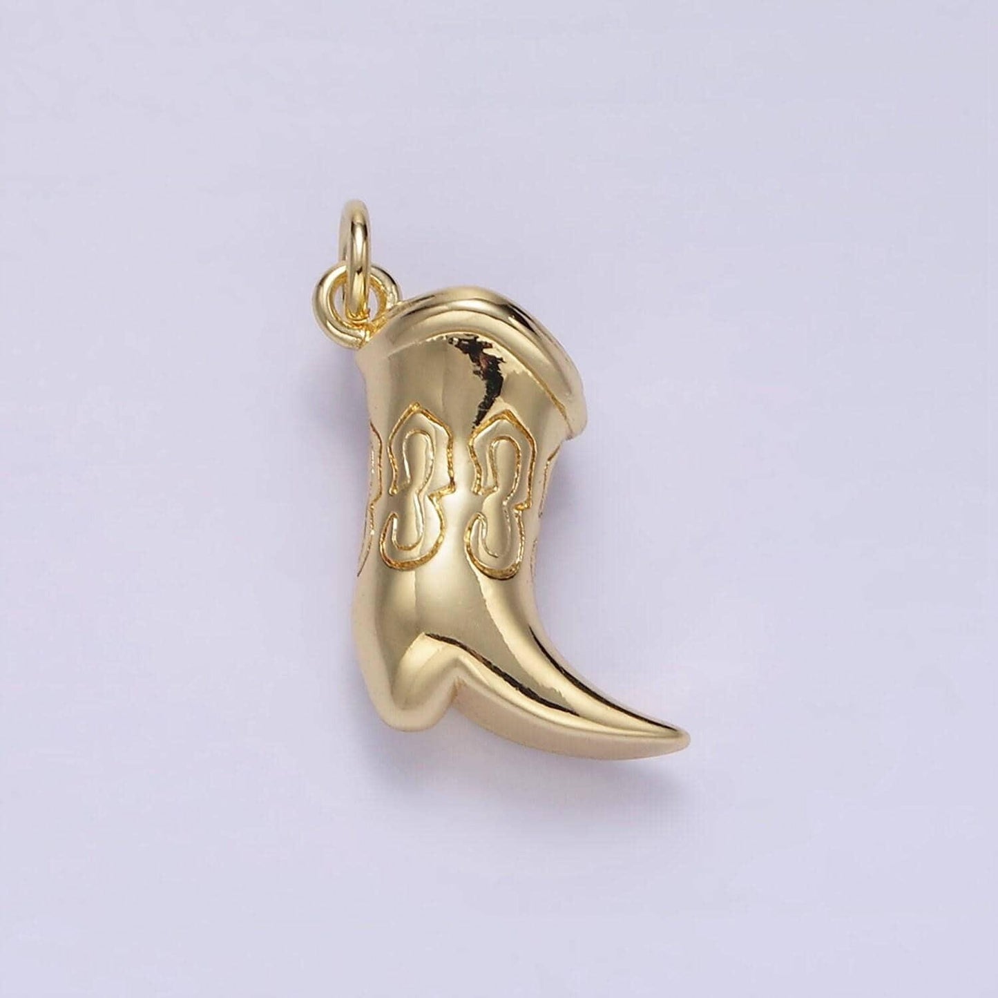 14k gold filled artisan engraved woman boots cowboy boots shoes charm in gold & silver | d416