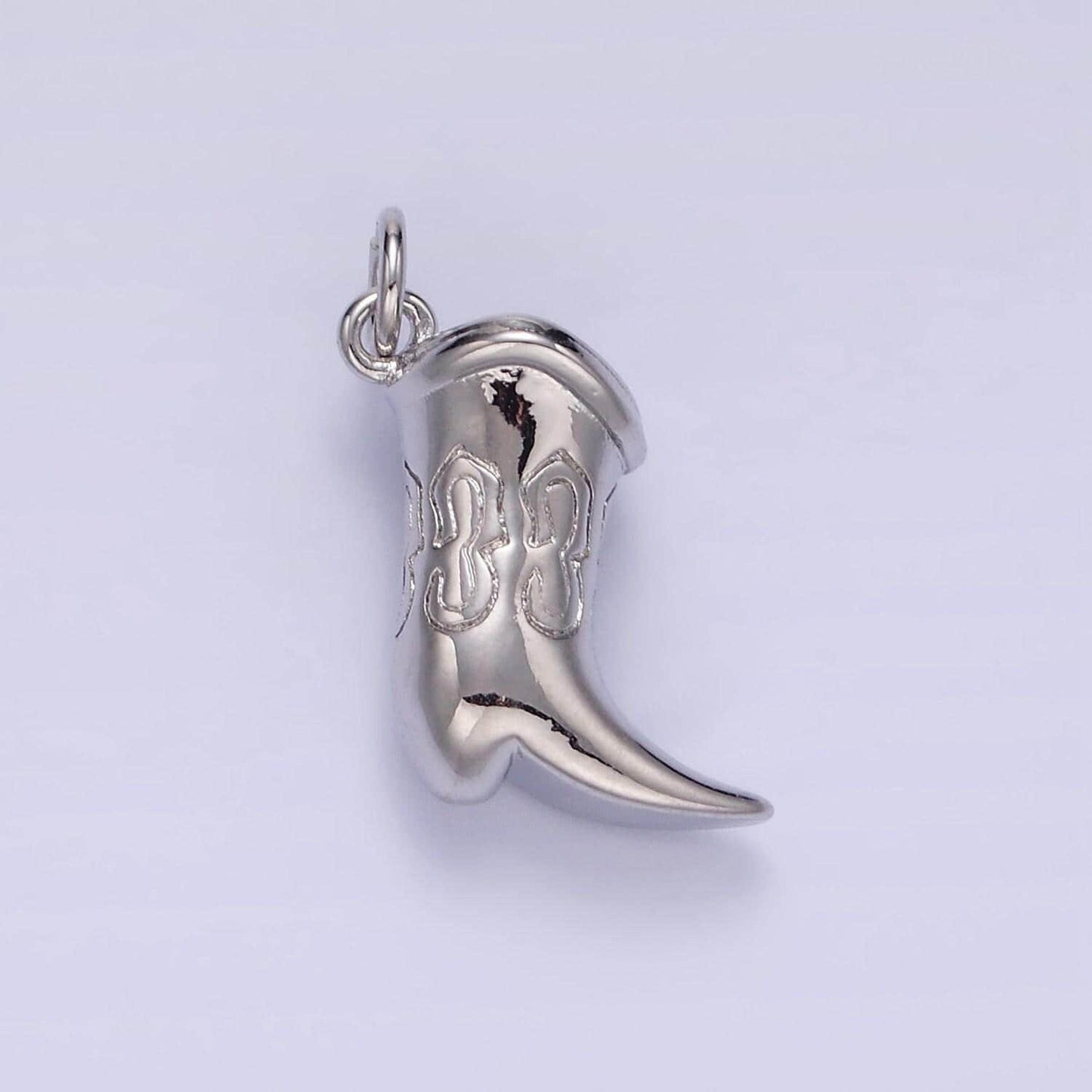 14k gold filled artisan engraved woman boots cowboy boots shoes charm in gold & silver | d416