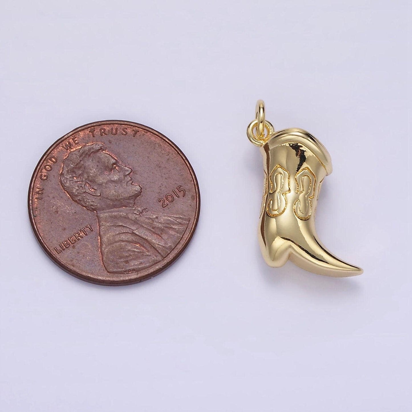 14k gold filled artisan engraved woman boots cowboy boots shoes charm in gold & silver | d416