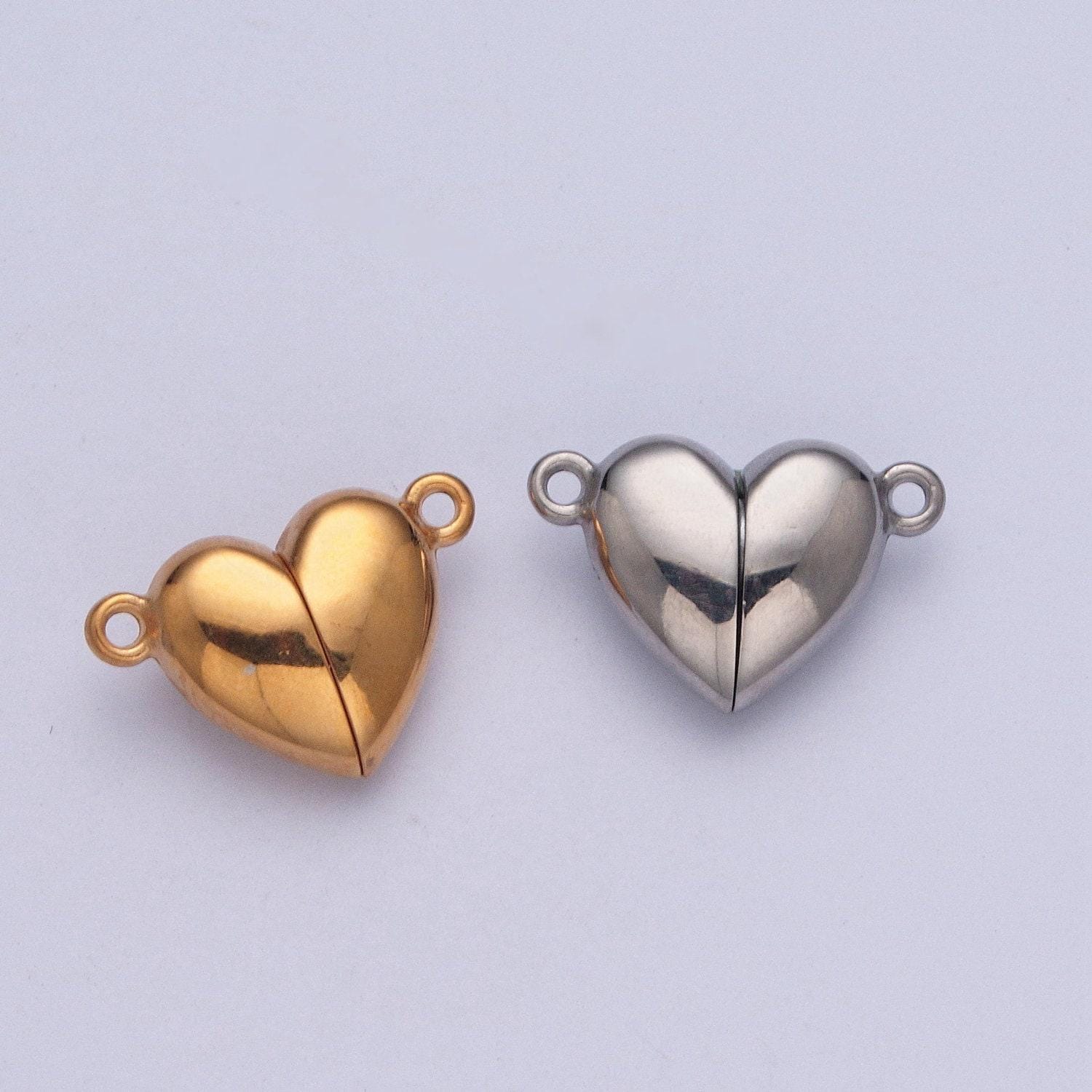 24k white/gold filled love heart separable magnet connector mini love gold filled bracelet jewelry making | g-096 g-097