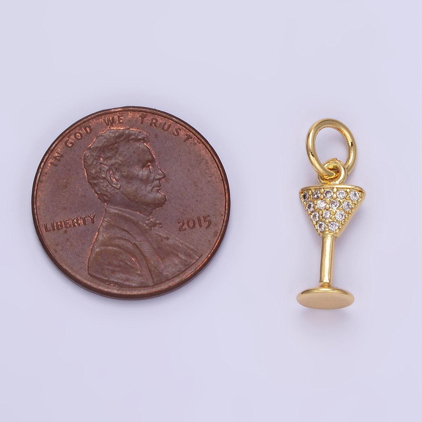 18k gold filled charms micro pave martini glass cz cocktail glass pendant for bracelet necklace component e351
