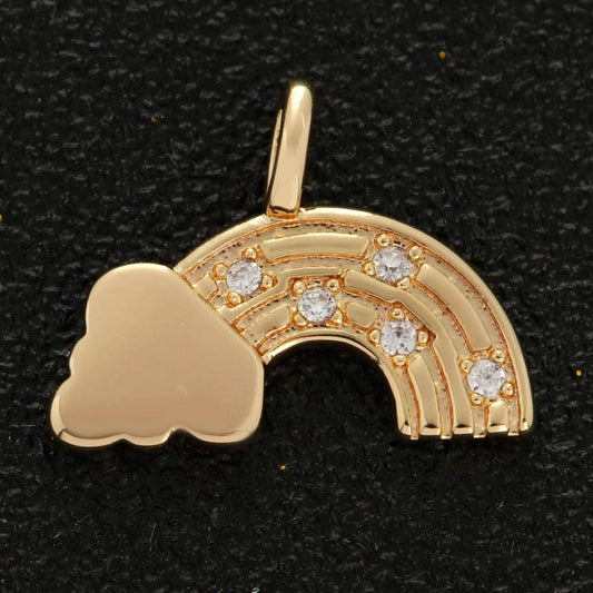 Rainbow 18k gold filled charm dainty white cloud charm for bracelet necklace rainbow pendant m-788