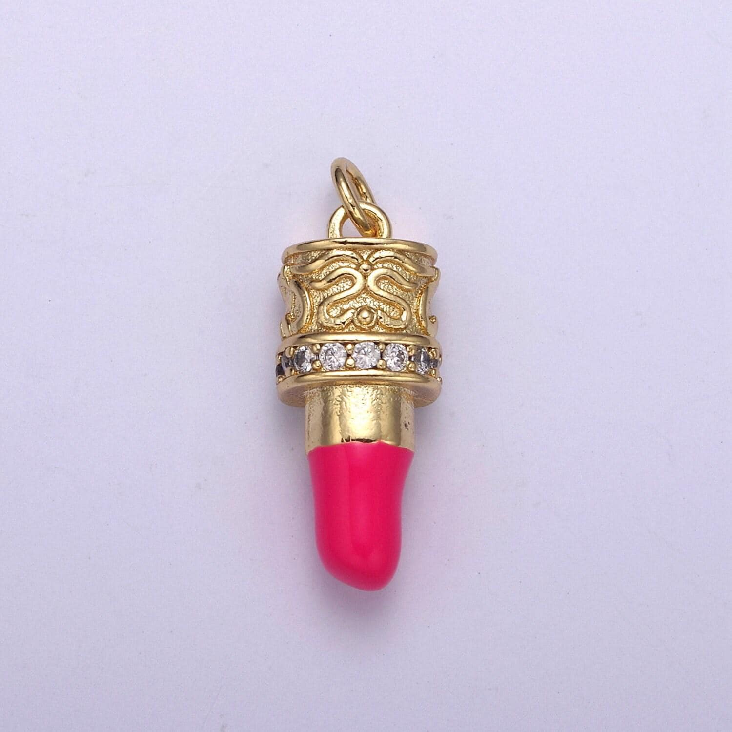 Cz pave pink lipstick charm, lipstick charm, make-up charm, bracelet charm, necklace charm,25x8.8mm, jewelry making charm n-258/n-259/n-260