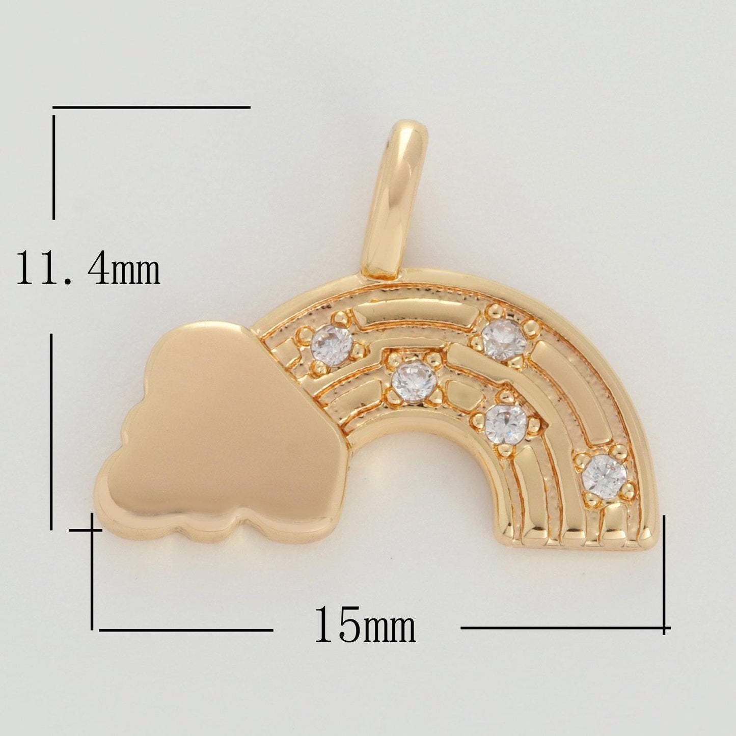 Rainbow 18k gold filled charm dainty white cloud charm for bracelet necklace rainbow pendant m-788