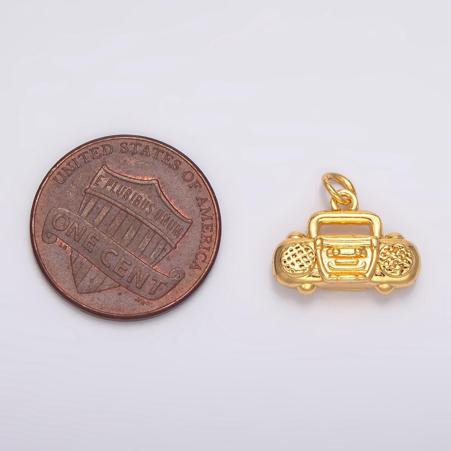 24k gold filled radio charm pendant retro boombox charm necklace gift idea gold charm for bracelet necklace w090