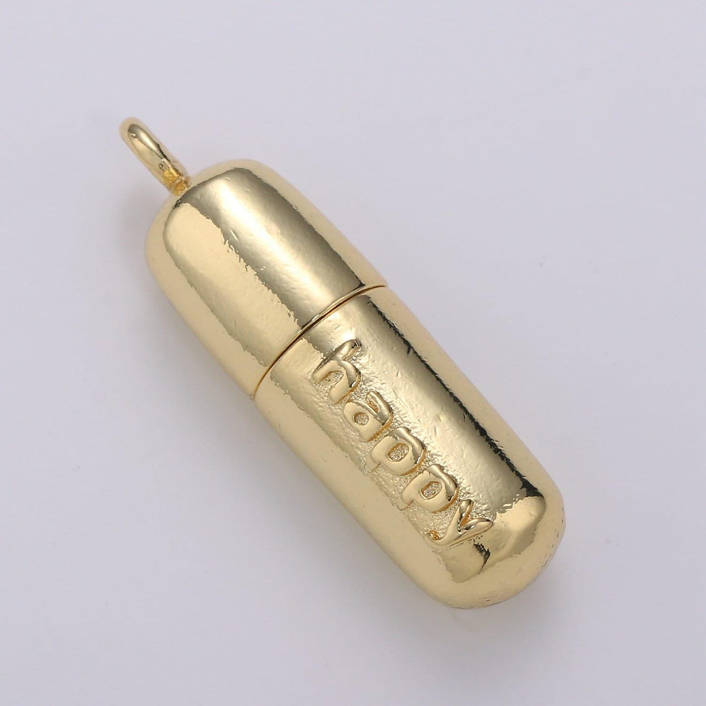 Gold pill charm necklace, dainty word charm love pill bar pendant, chill pill charm necklace pendant happy hope optimist minimalist ch-1343