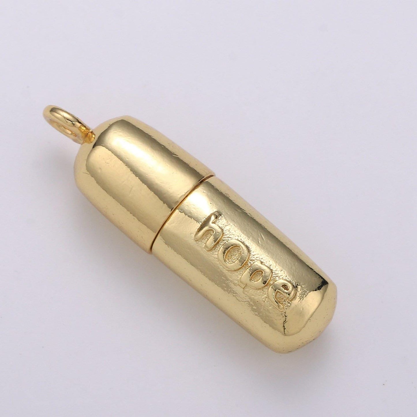 Gold pill charm necklace, dainty word charm love pill bar pendant, chill pill charm necklace pendant happy hope optimist minimalist ch-1343