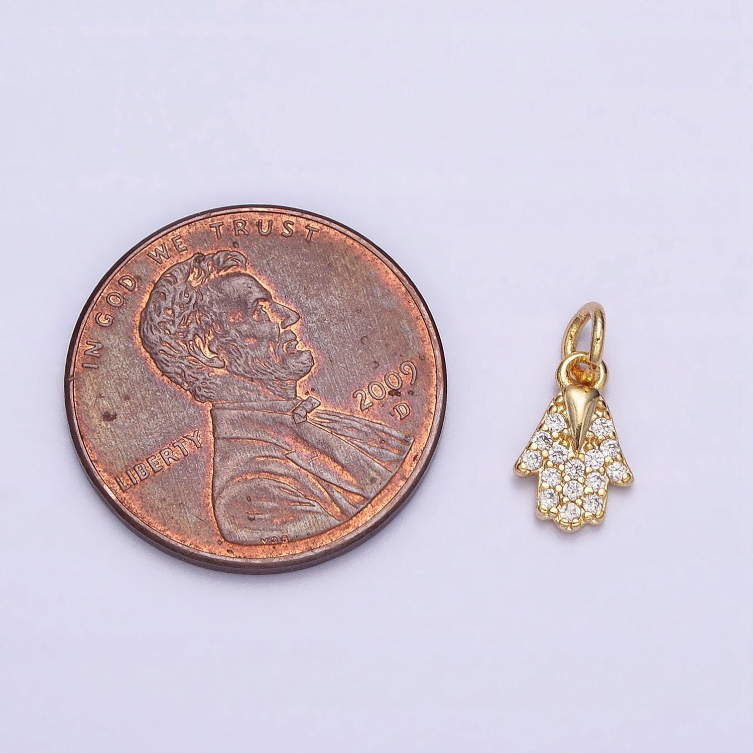 Mini 16k gold filled hamsa hand pendant jewelry making supplies wholesale charm hand of fatima charm amulet protection jewelry ac1159