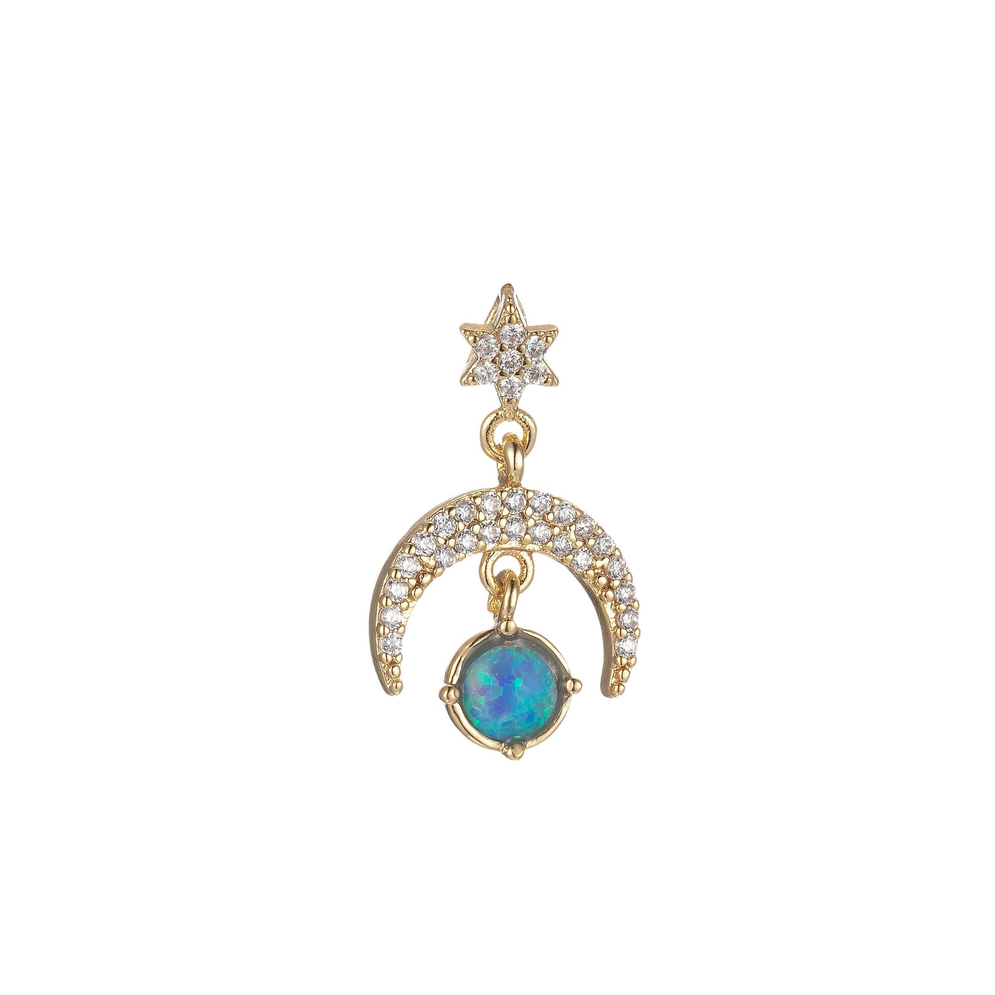 Opal moon star charms dainty celestial charm pendant for diy jewelry making accessaries micro pave crescent moon charm