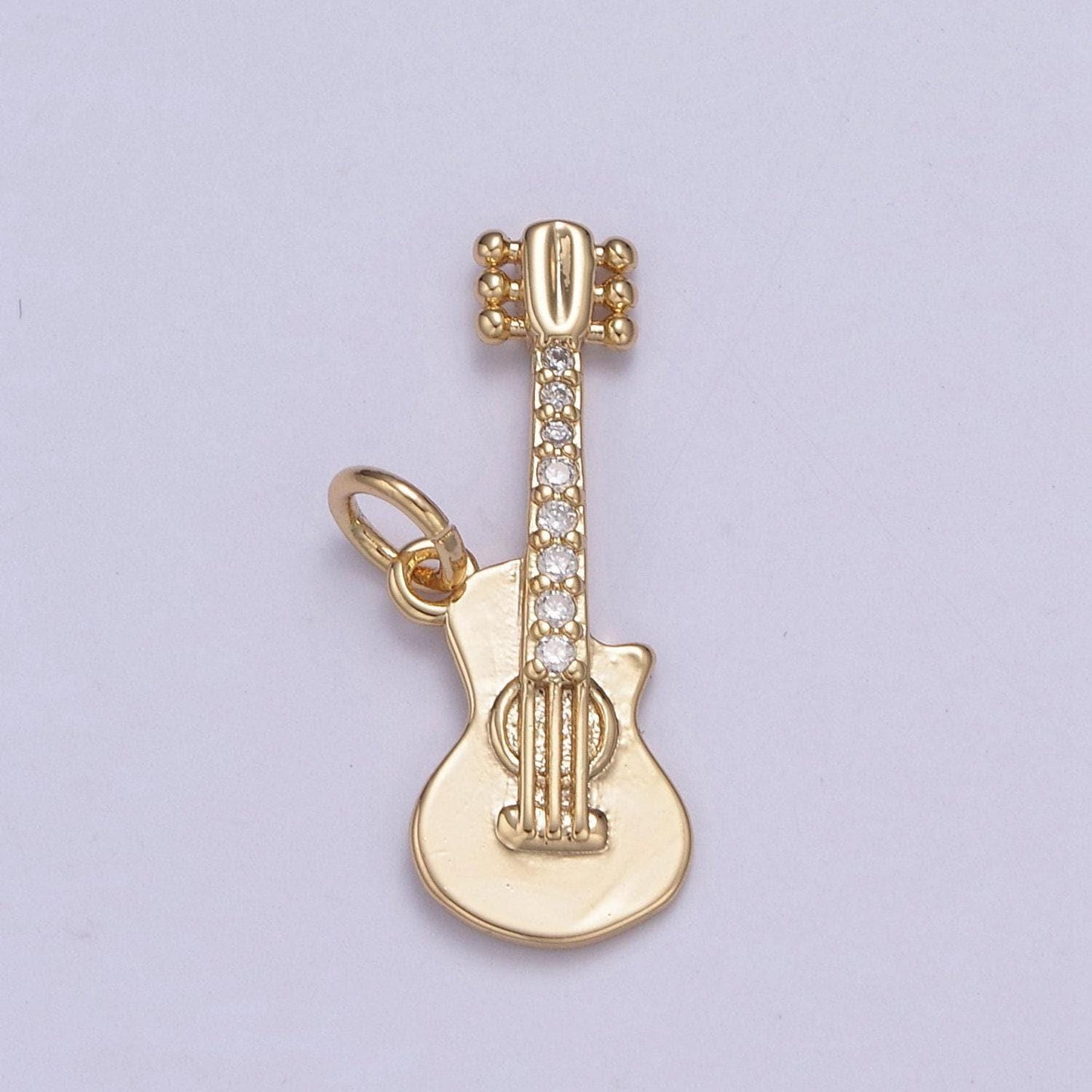 16k gold filled rock n roll tiny guitar charm musician guitarist with dainty micropave cz guitar for diy earring bracelet necklace supply
