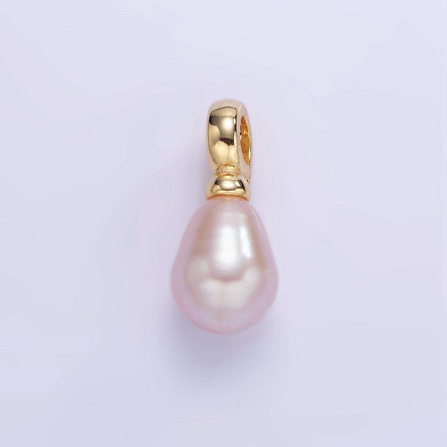 18k gold filled hinged pull clasp charm bail pink pearl charm p-1888