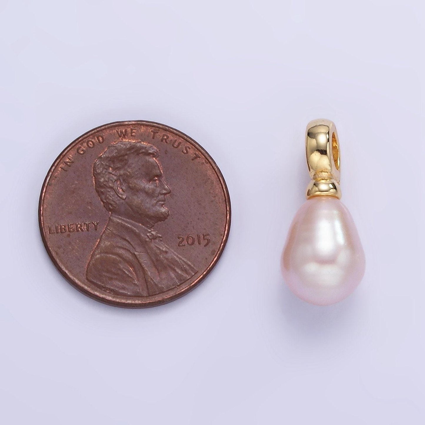 18k gold filled hinged pull clasp charm bail pink pearl charm p-1888
